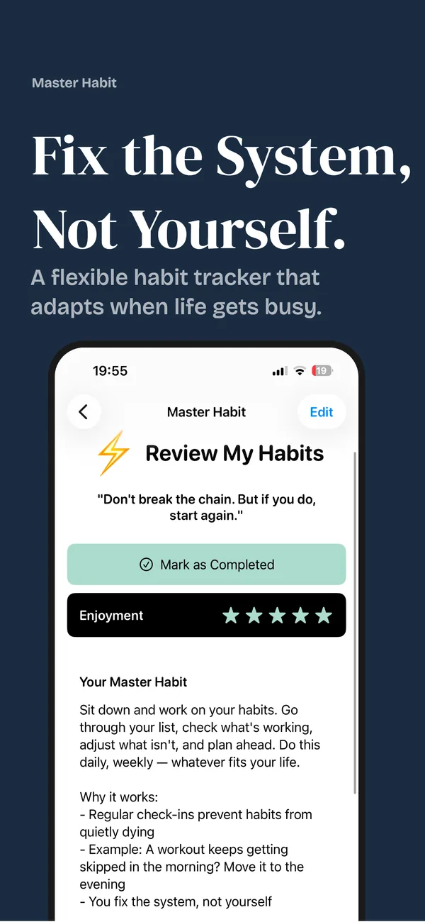 Fix the system, not yourself: the Master Habit check-in